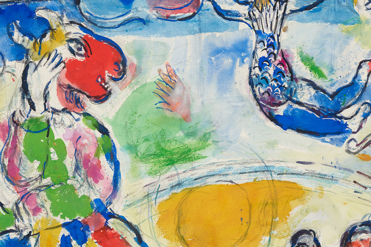 Chagall's ‘The Great Circus’ shows lively circus scenes with flying acrobats and animals in a surreal depiction. A feeling of movement and fantasy. | Credit:Marc Chagall | The Great Circus, 1970 | The ALBERTINA Museum, Vienna – The Batliner Collection © Bildrecht, Vienna 2024