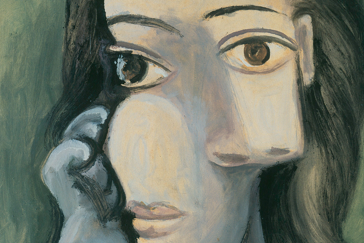 Oil painting: bust of a woman shown frontally, with simplified forms and strong color contrasts. Credit: Credit: Pablo Picasso | Dora Maar, 1940 | © Succession Picasso / Bildrecht, Vienna 2026, © Foto: bpk/Nationalgalerie, SMB, Museum Berggruen/ Jens Ziehe