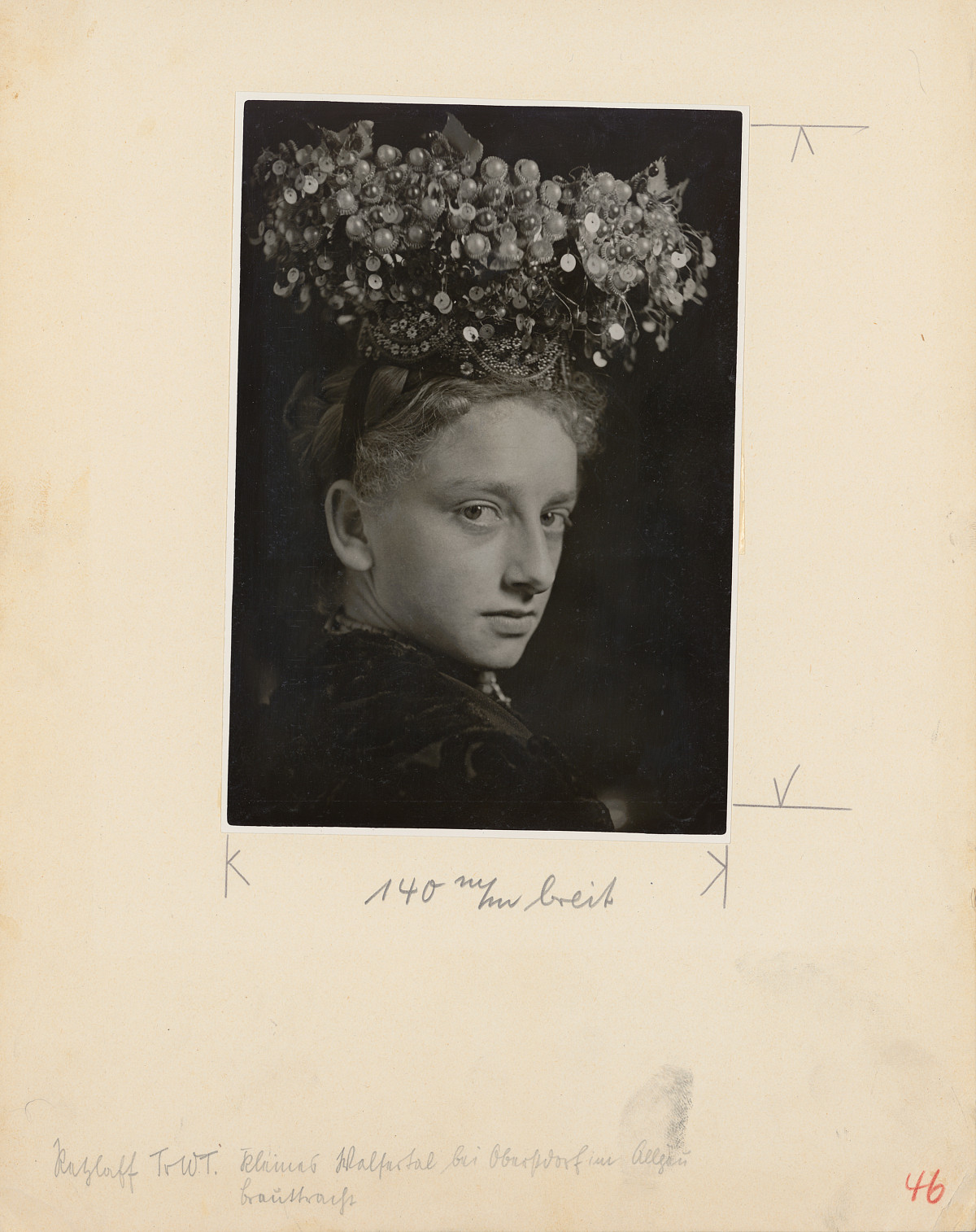 Erich Retzlaff: Bride’s Traditional Dress from Kleines Walsertal, from German Folk Costumes, before 1936