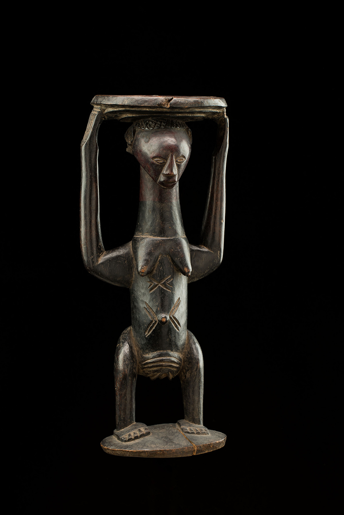 : Caryatid stool, Luba, Katanga, Shaba, Congo, before 1919