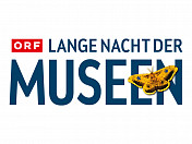 Schriftzug: ORF LANGE NACHT DER MUSEEN und &uuml;ber dem "EN" von "Museen" ein gelber Falter.
