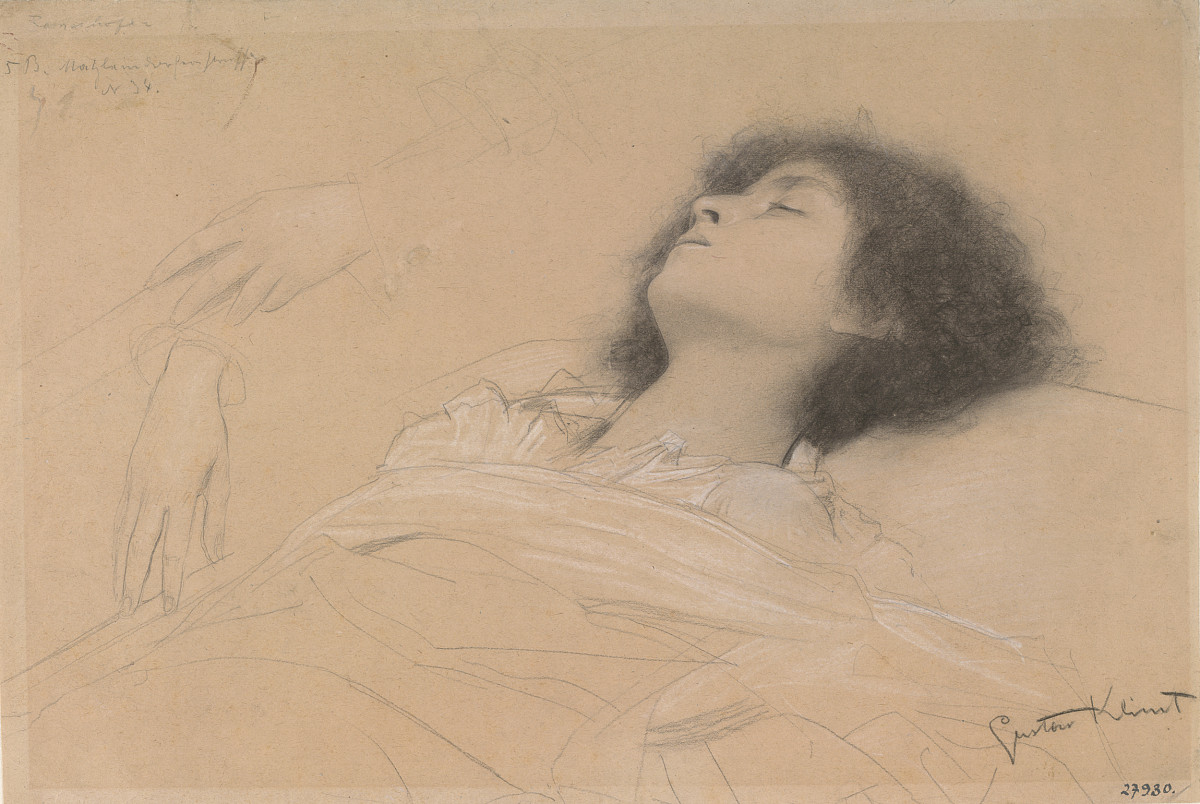 Gustav Klimt: Girl (Juliet) and Hand Studies (Studies for “Shakespeare’s Globe Theatre”, Vienna Burgtheater), 1886/87