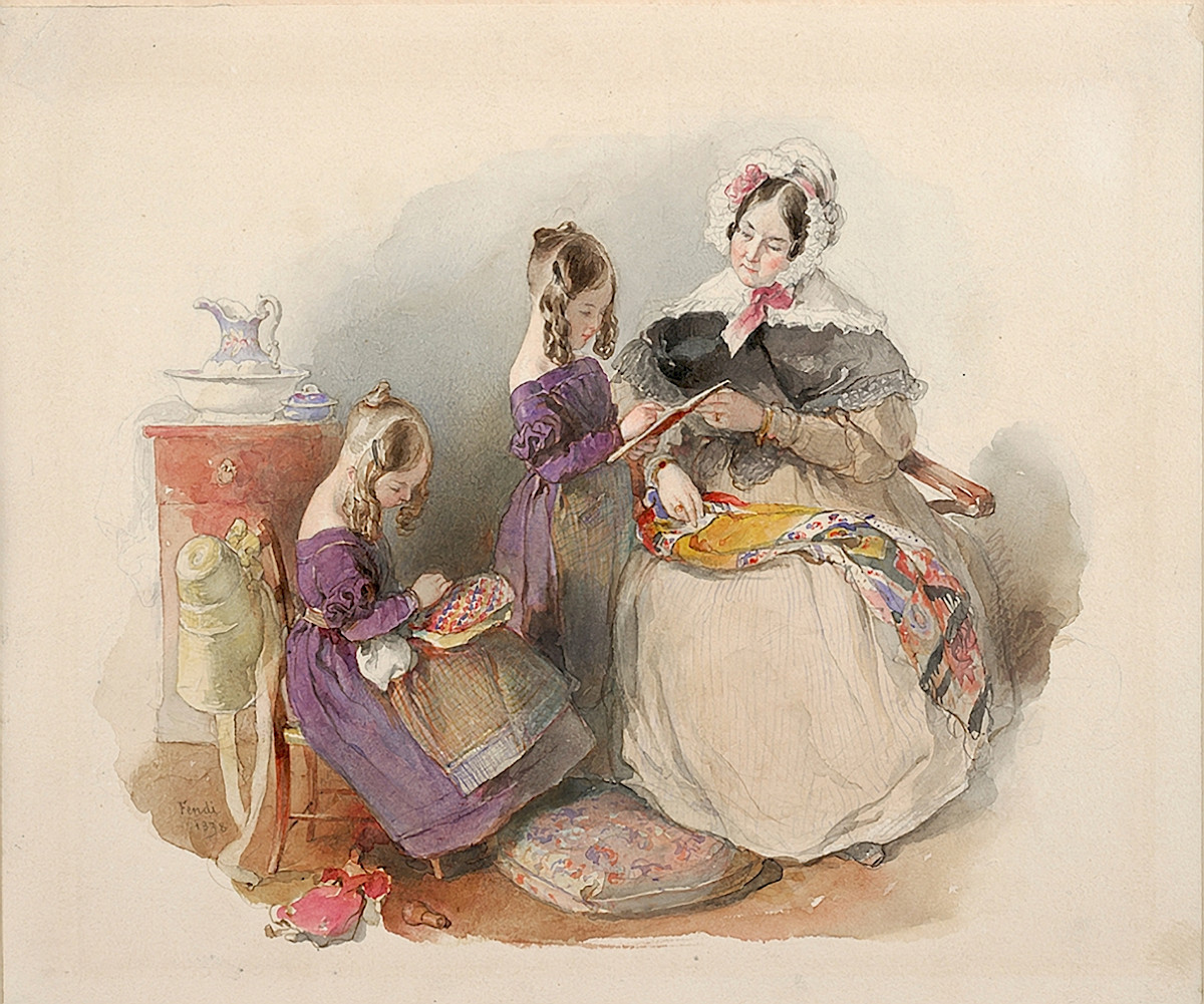 Peter Fendi: Princesses Elise and Fanny Liechtenstein with their Governess, 1838
