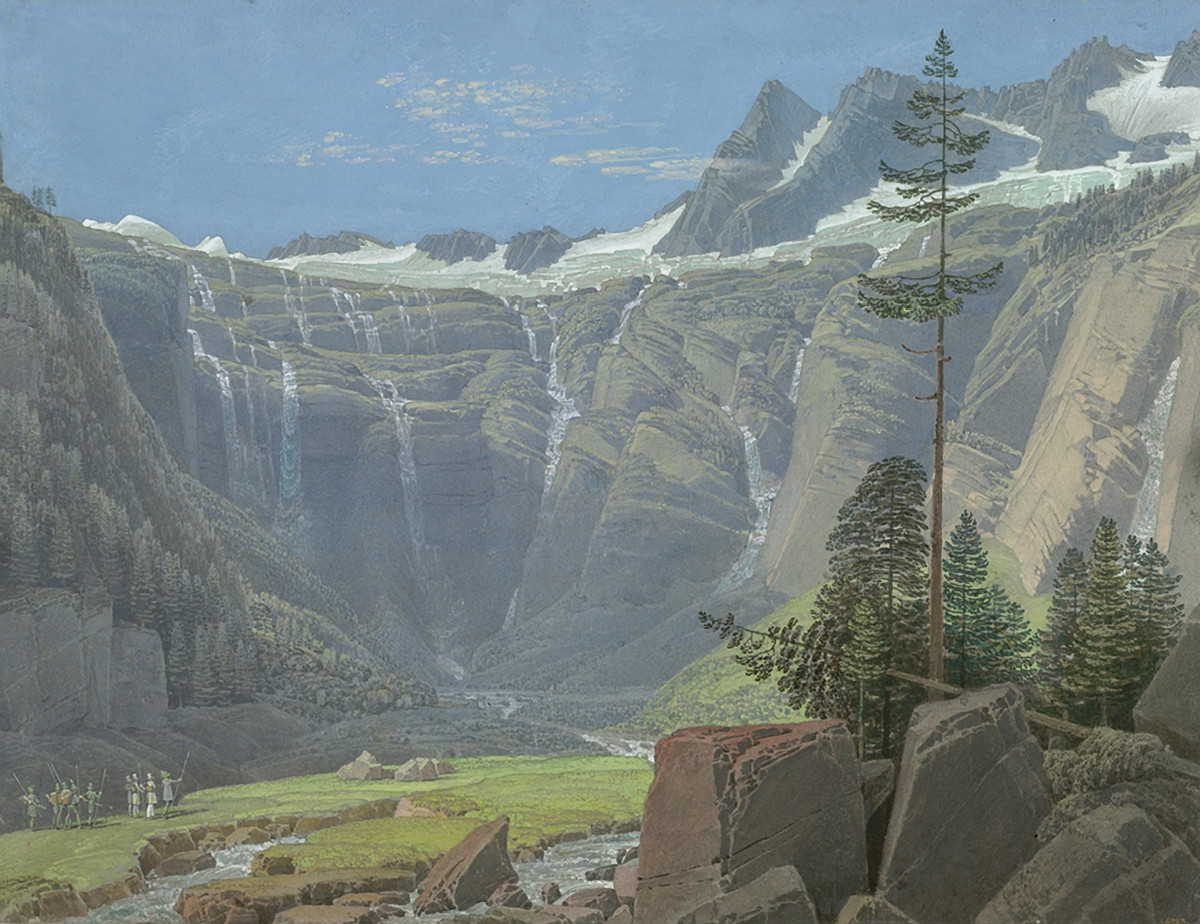 Matthäus Loder: Waterfalls in the Tischler Cirque near Gastein, 1827
