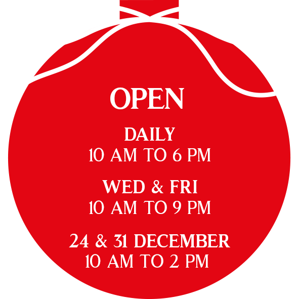 Open: Daily 10am to 6pm. Wednesday to Friday 10am to 9pm. Except: 24 & 31 December 10am to 2pm