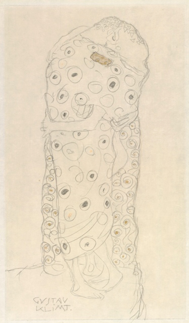 Gustav Klimt: Stehendes Liebespaar in Seitenansicht, 1907/08