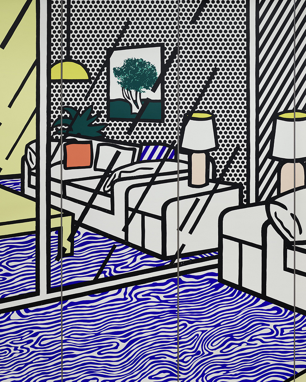 Roy Lichtenstein | Tapete mit Interieur mit blauem Fußboden, 1992 | ALBERTINA, Wien © Estate of Roy Lichtenstein/Bildrecht, Wien 2024 | Foto: ALBERTINA, Wien