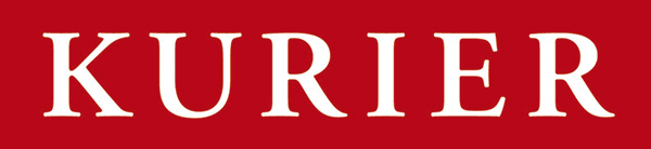 The word “KURIER” in white on a red, rectangular surface.