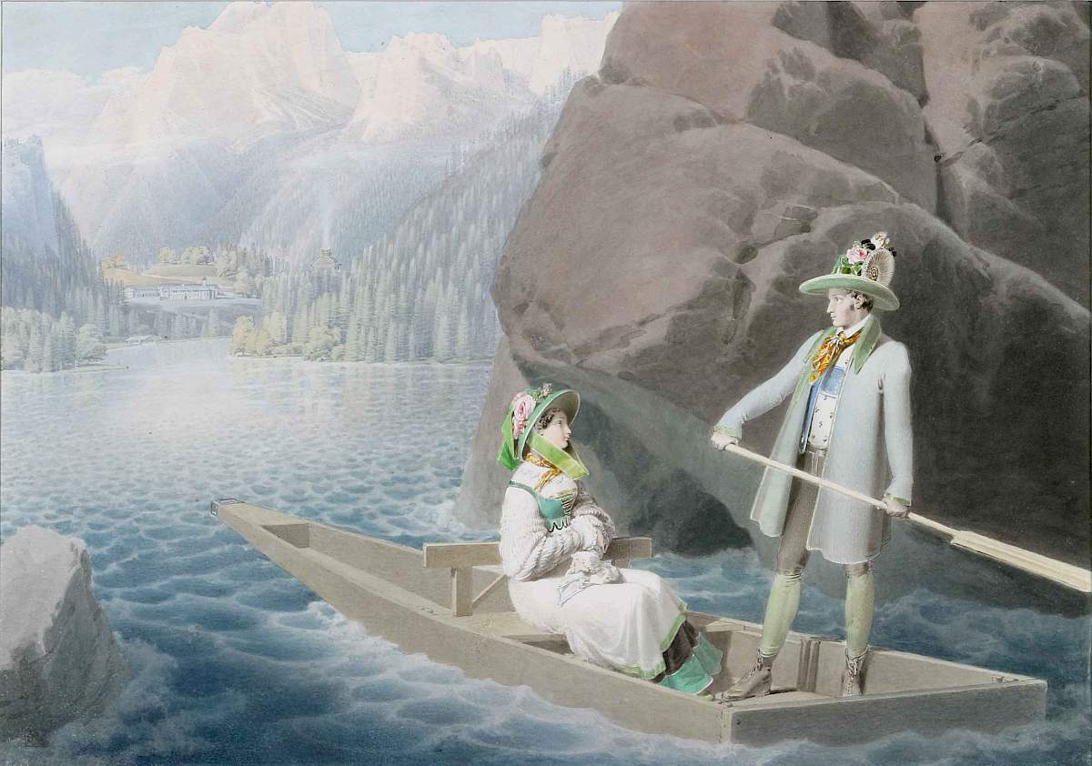 Matthäus Loder: Archduke John and Anna Plochl in a Boat, ca. 1824/25