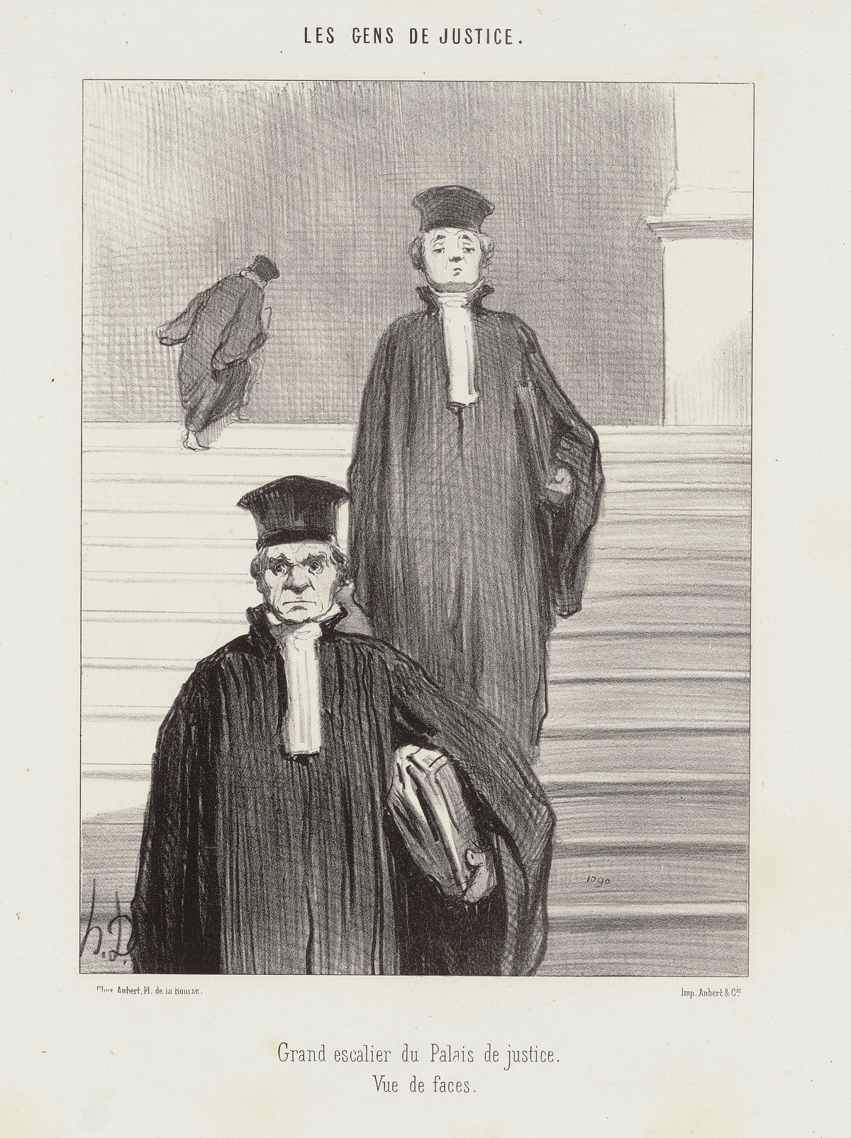 Honoré Daumier: Haupttreppe des Justizpalastes. Frontalansicht, 1848