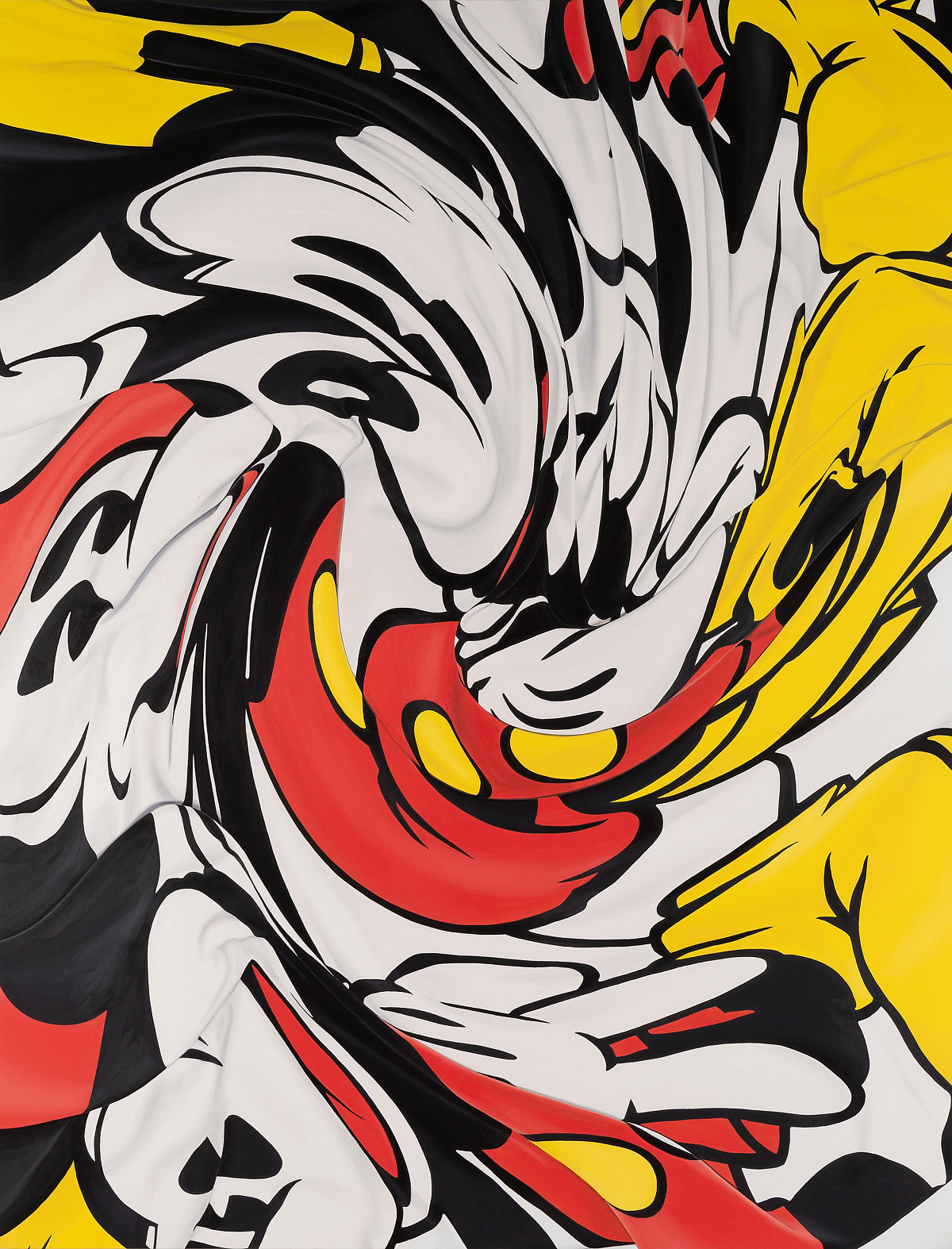 Mickey Mouse figures that are drawn together in the middle like a whirlpool.