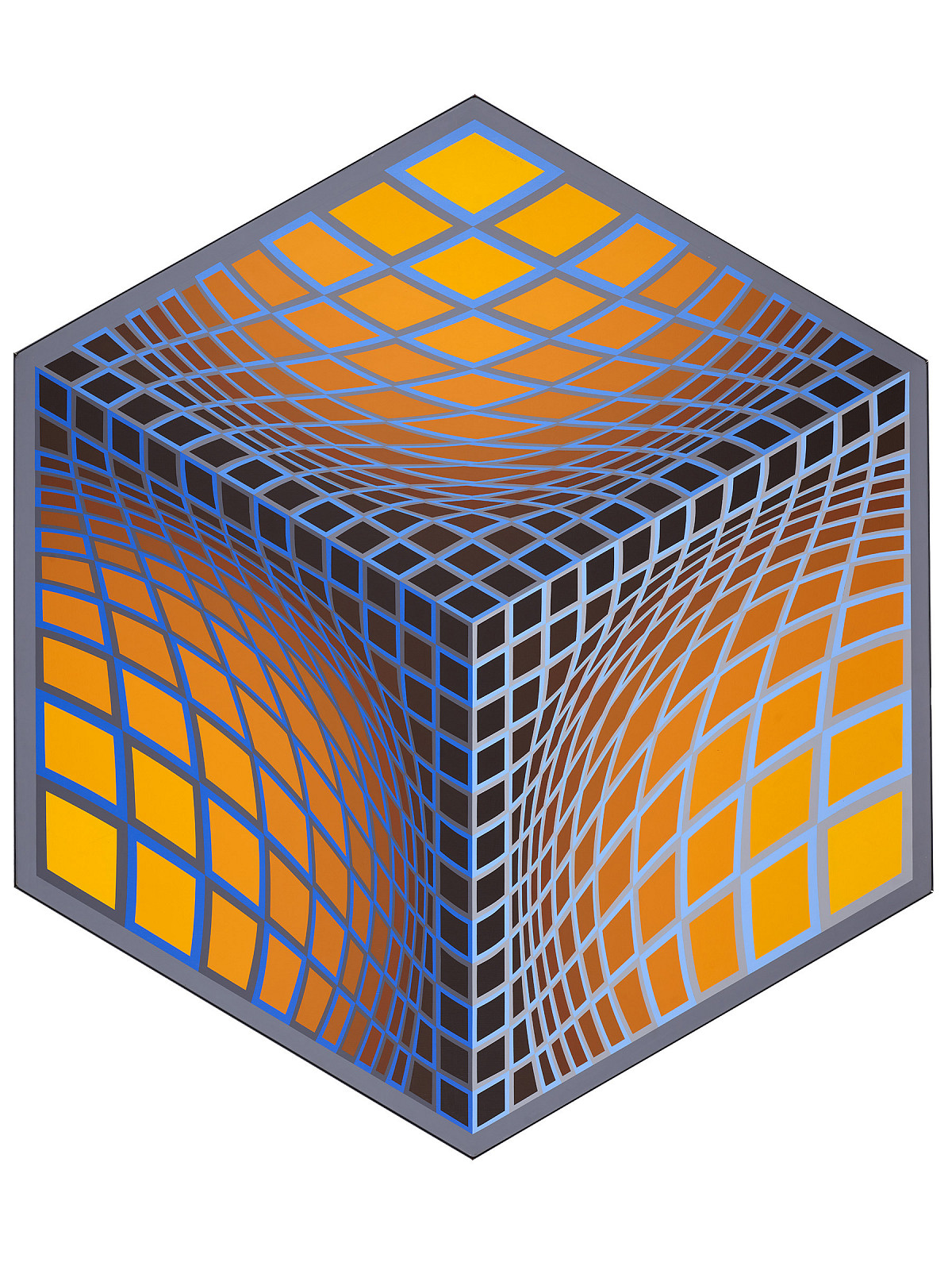 A 3D cube with a grid pattern that distorts in some places.