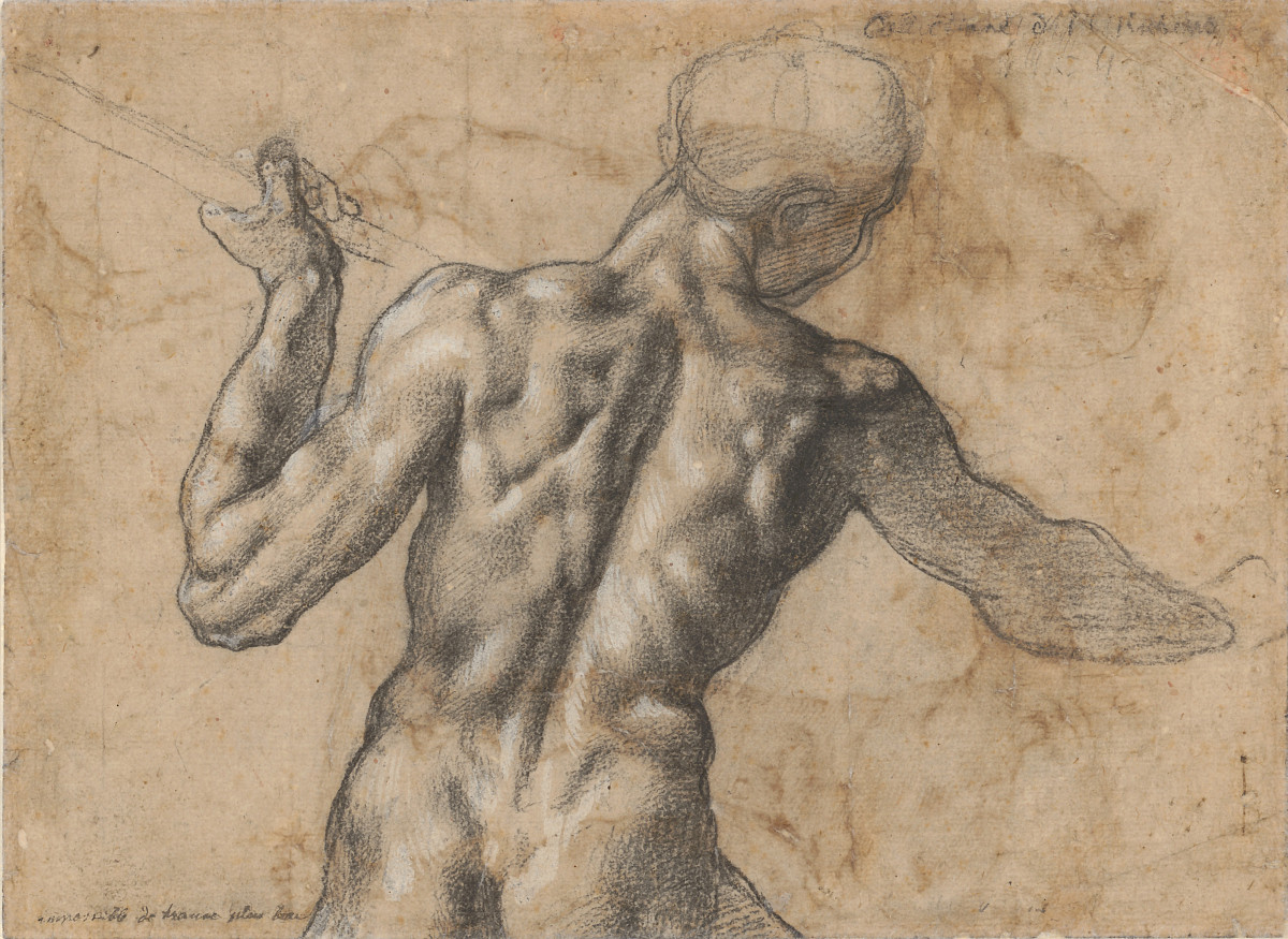 Michelangelo Buonarroti: Männlicher Rückenakt, um 1504