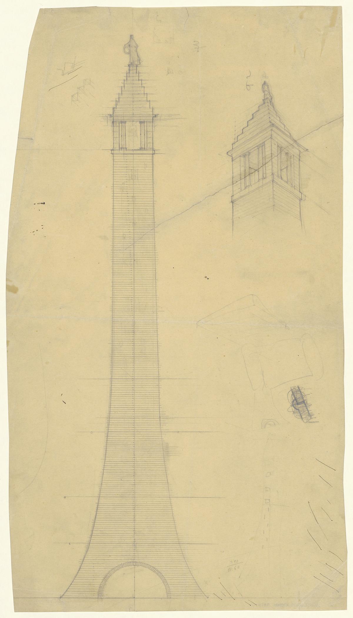Adolf Loos: Design for the tower of the Kaiserjubiläums-Gedächtniskirche of Sankt Elisabeth at Mexikoplatz in Vienna, 1898