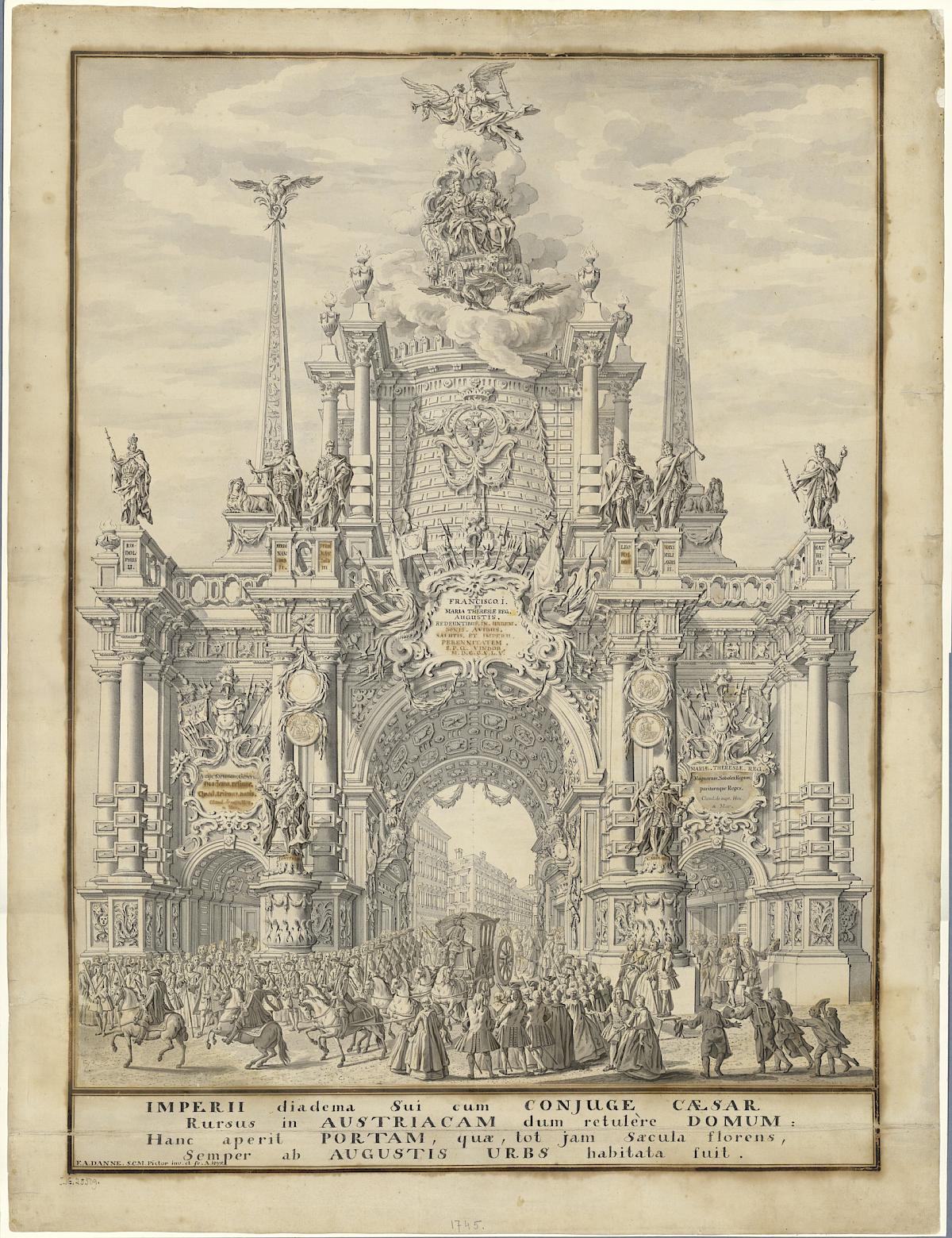 Franz Anton Danne: Triumphal Arch for Emperor Francis I and Maria Theresia, 1745