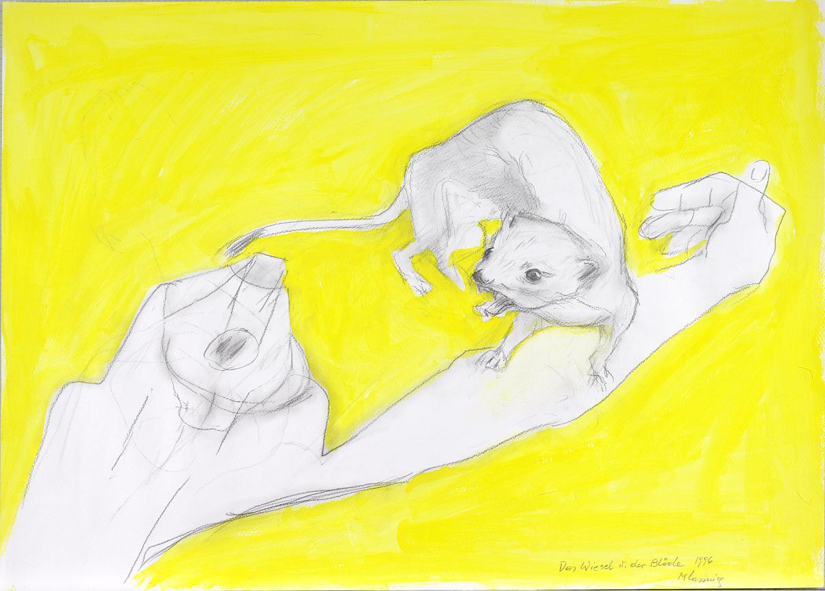 Maria Lassnig: The Weasel and the Dull-Witted Human, 1996