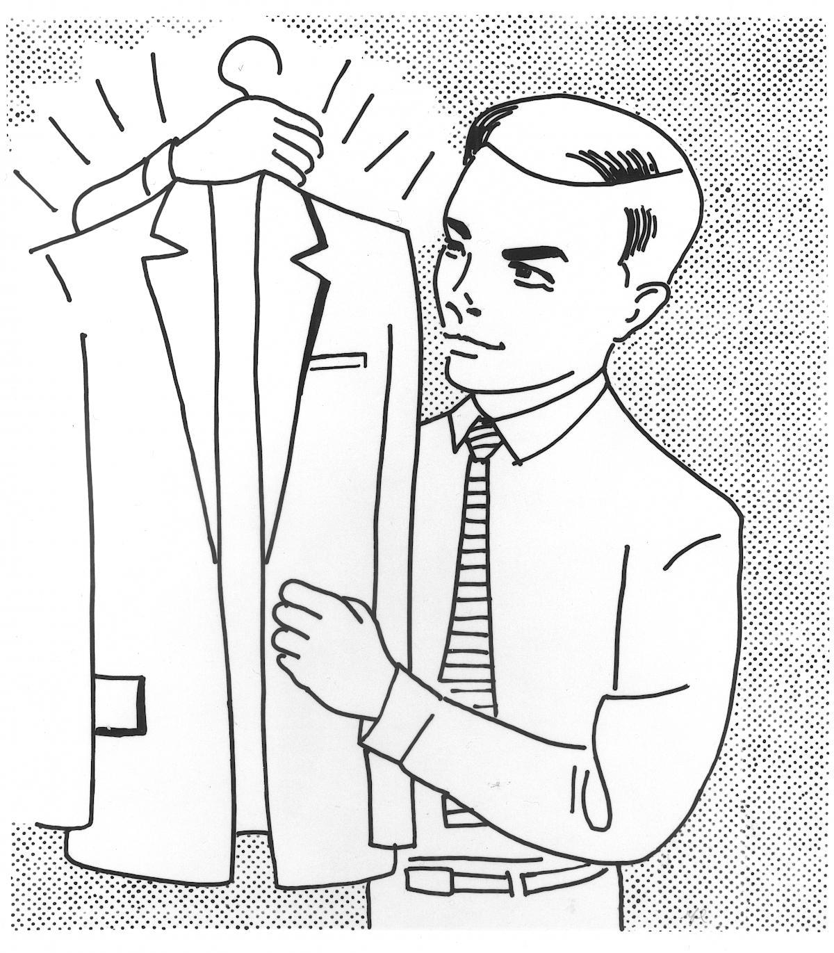 Roy Lichtenstein : Man with Coat, 1961