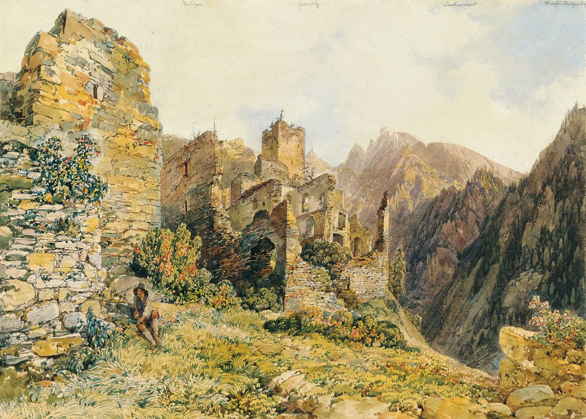 Thomas Ender: The Castle Ruins of Rabenstein near Virgen, Windisch-Matrei in Eastern Tyrol, ca 1840