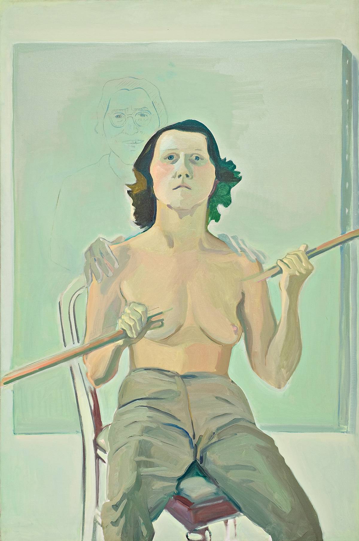 Maria Lassnig: Selbstporträt mit Stab, 1971